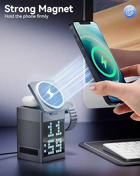 PixelWave 3-in-1 Speaker & Wireless Charging Hub